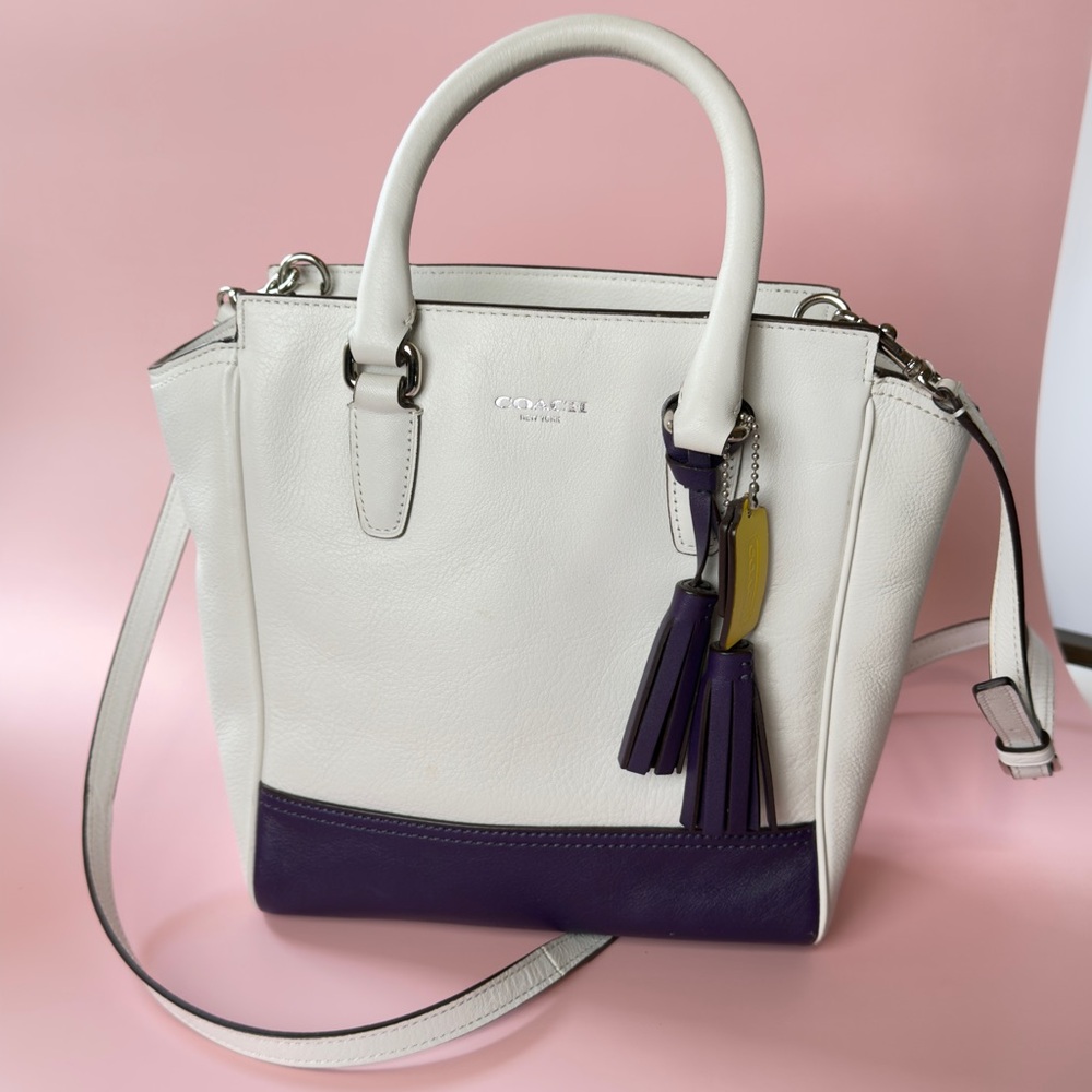Coach White and Purple Women's Legacy Mini Tanner